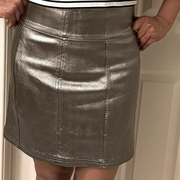 FREE PEOPLE Metallic Silver Skirt - Picture 2 of 6